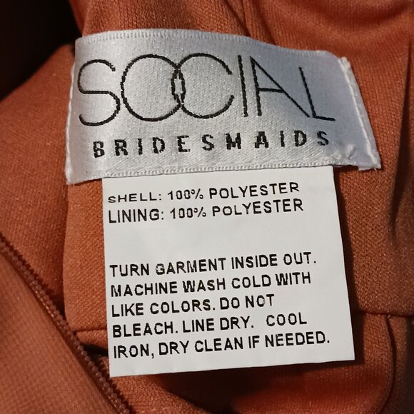 NEW Social Bridesmaids‎ Sleeveless Tie Back Chiffon Trumpet Gown Amber Sunset 8 - Picture 12 of 14